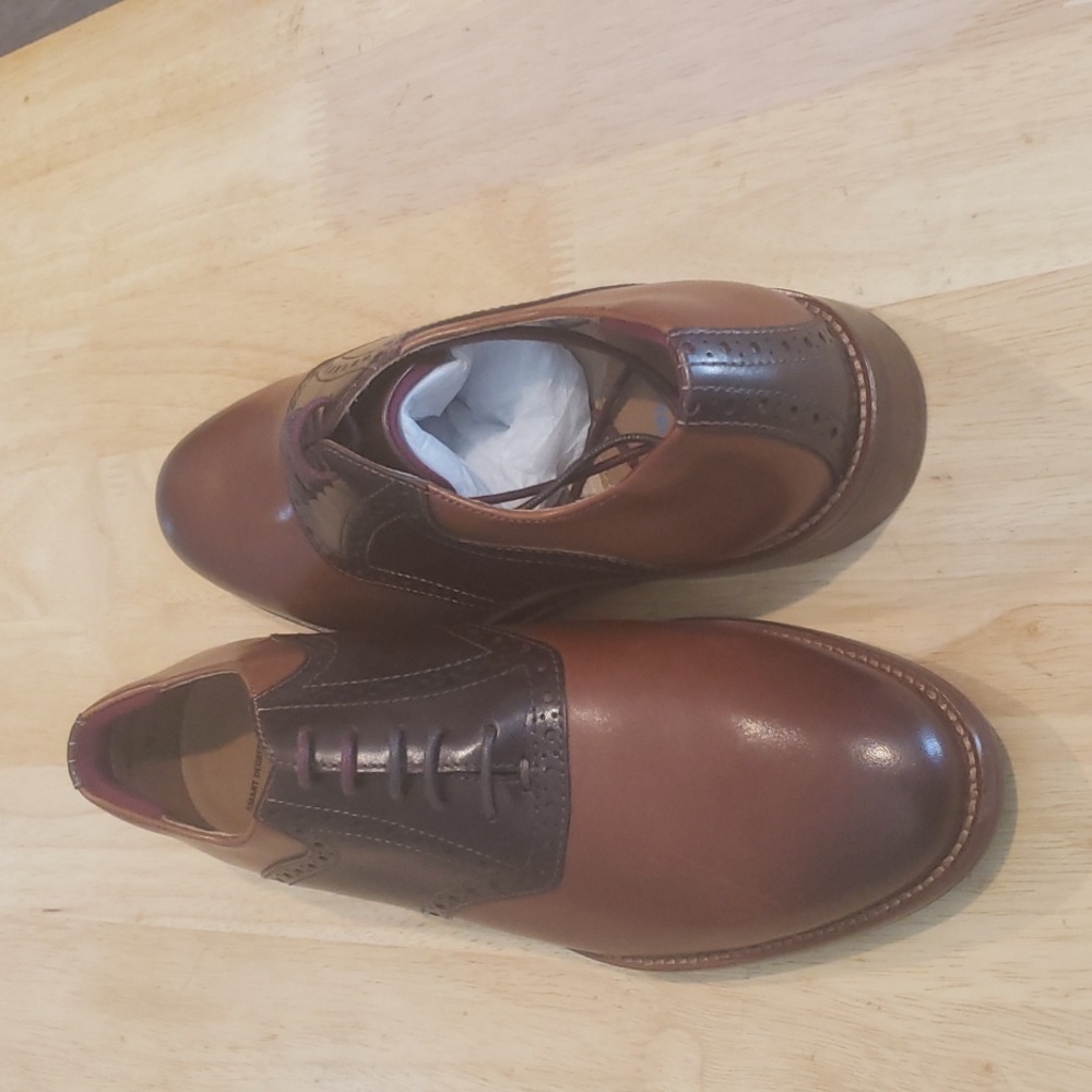 Johnson and Murphy,  Tan and Mahogany Plain Toe Dressy Shoes Size 9.5
